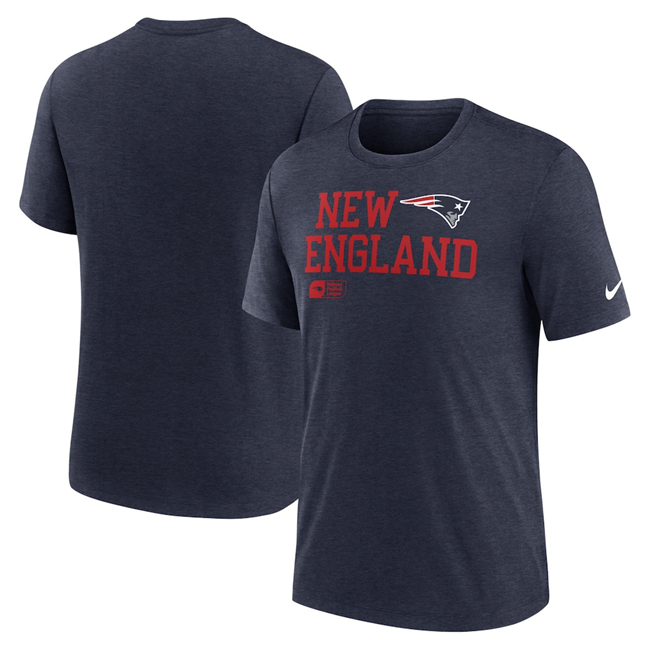 Men's New England Patriots Navy Overlap Lockup Tri-Blend T-Shirt